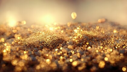 Sparkly golden particles, bokeh background, Christmas background