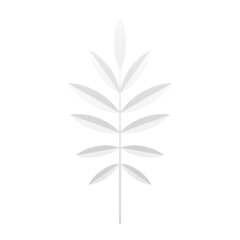 3d tropical branch white art bouquet floristic decor wooden stem leaves realistic icon