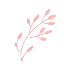 Pink tree branch stem leaves natural elegant decor element 3d icon realistic illustration