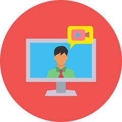 Live Stream Multicolor Circle Flat Icon