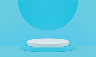 Blue 3d pedestal cylinder platform for event celebration geometric display semicircle hole vector