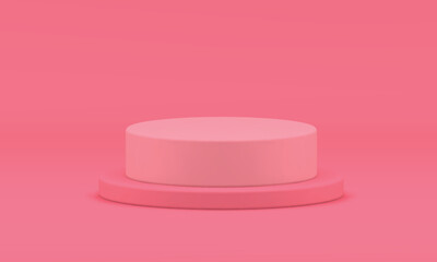 Pink 3d podium round steps platform event celebration basic foundation studio background vector