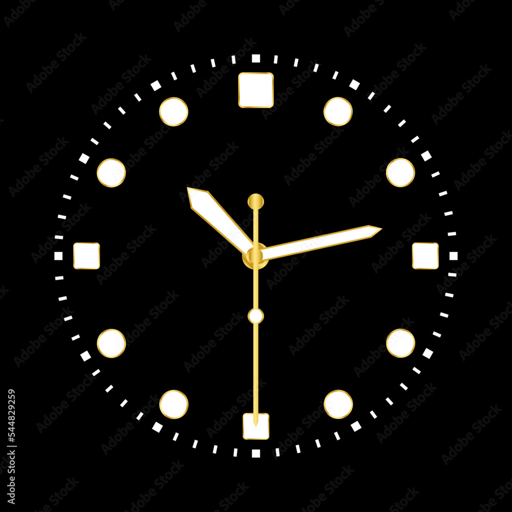 Poster time clock gold isolated icon for web design