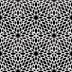 Vector Black Kaleidoscope Seamless Pattern. Abstract texture for packaging, wrapping paper, textile. Simple organic shapes background. Modern hand drawn botanical motif. Hand drawn Kaleidoscope