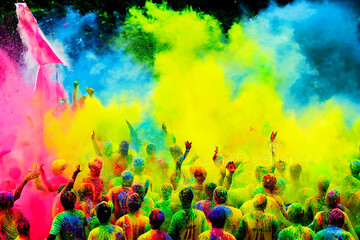 Obraz na płótnie Canvas colorful holi paint powder explosion festival background