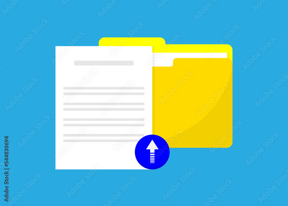 Fototapete Upload document. Uploading file flat icon. Share or send document file. Uploading, downloading, synchronizing file icon for use on web page, mobile apps, UI and web hosting