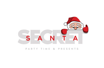 Secret Santa invitation template with Santa Claus hat. Vector. Illustration. Banner.