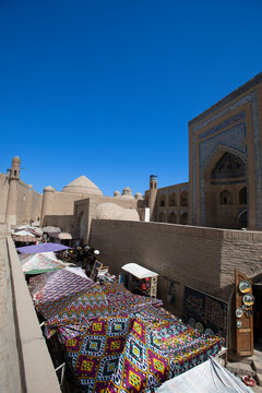 a market in the old city of khiva, uzbekistan