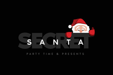 Secret Santa invitation template with Santa Claus hat. Vector. Illustration. Banner.