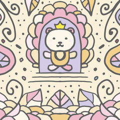 Fototapeta premium cartoon bear doodle vector background