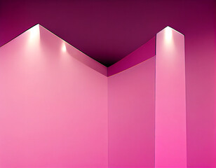 Minimalistic abstract pink geometric background. Architectural digital illustration