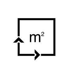 Coordinate axes sign. Coordinate system. Square area icon. Measuring land area. Vector outline illustration isolated on white background.