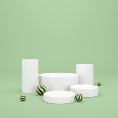 Christmas display podium minimal for product backdrop. 3d rendering.