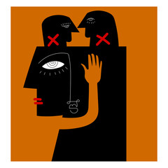 Funny face portrait people icon character vector illustration.