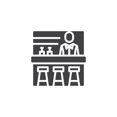 Bar counter and barman vector icon