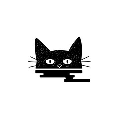 Cat animal logo design character icon vector illustration.