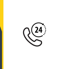 24 hour service icon, phone, icon vector