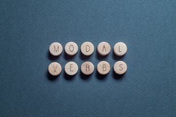 Modal verbs - word concept on cubes
