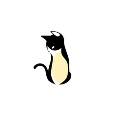 Cat animal logo design character icon vector illustration.