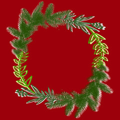 christmas wreath with red ribbon