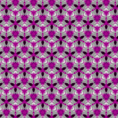 Abstract white-gray-black doodles on a bright saturated pink purple background