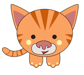 Red Kitten Cat Cub Cute Cartoon Kawaii Hippopotamus in Flat  Isolated Vector Illustration 