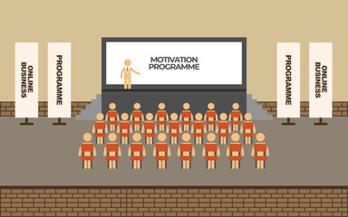 Vector illustration of motivational program activities and seminars.