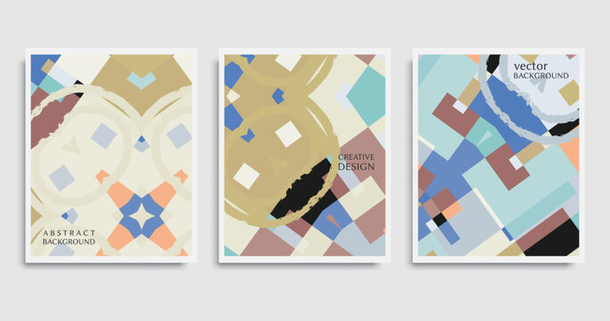 Modern geometrical abstract backgrounds set. Business or technology presentation design template.Creative geometric design for web banner, brochure or flyer pattern. Trendy vector abstract background