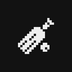 Fototapeta premium Cricket Bat and Ball emoji, pixel art icon. Sport equipment. Game assets. Icon for websites, web design, mobile app. 1-bit sprite. Isolated vector illustration. 
