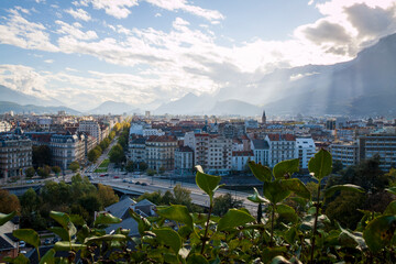 Grenoble France 11 2021 view of Grenoble from the heights of the Bastille, the city is known for...