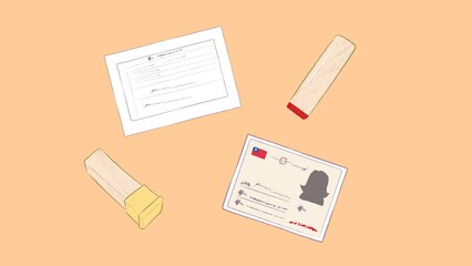 Elements of Taiwanese election in flat cartoon illustration video footage