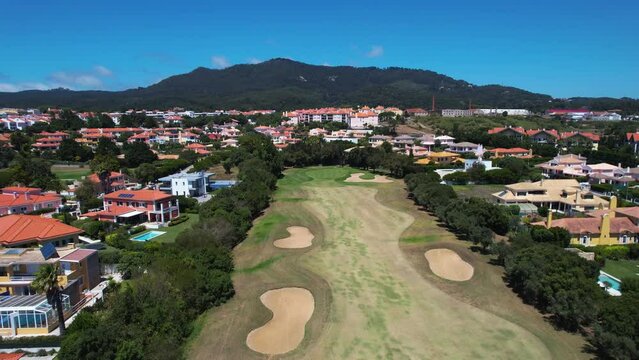 Aerial view over the Quinta da beloura golf course, in Sintra, Portugal
