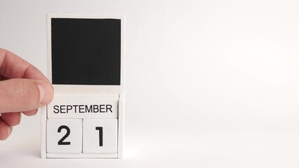 Calendar with the date September 21 and a place for designers. Illustration for an event of a certain date.
