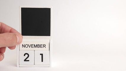 Calendar with date 21 November and space for designers. Illustration for an event of a certain date.