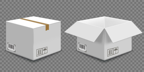 Collection of open and closed cardboard boxes.