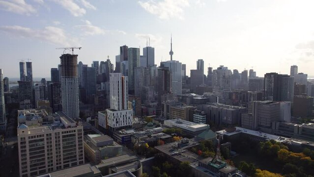The Toronto Skyline at late afternoon - 4K, Drone