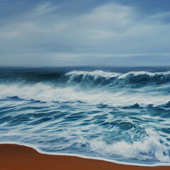 Naklejka na ściany i meble Ocean Waves Oil Painting High Detail