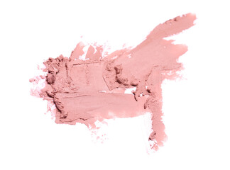 Smears of nude lipstick on white background