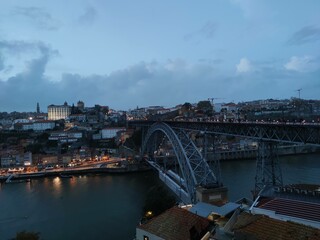 Fototapeta na wymiar Dom Luis Bridge by Night, Porto, Portugal