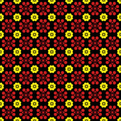seamless pattern of yellow and red flowers background