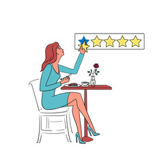 Food Critic, Taster Making Opinion on Food, Wine, Drinks. Blogger Making Review and Ranking Restaurant Cuisine, Product Degustation. Cartoon People Vector Illustration.