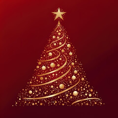 abstract stylised Christmas tree on a plain red background