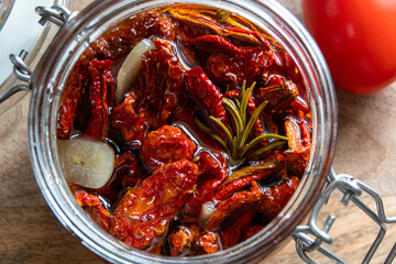 Sun dried tomatoes isolated on white with smooth shadow. Infinite depth of field
