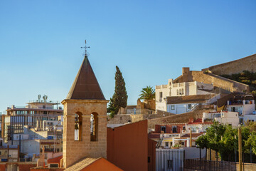 Obraz premium View of the picturesque quarter of Santa Cruz in Alicante city, Spain