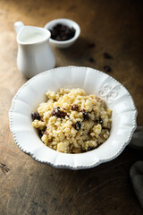 Healthy millet porridge with raisins