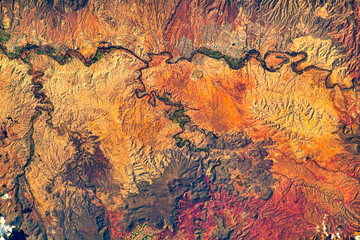 Naklejka premium Land features and details over the USA. Beauty in nature. Digital Enhancement. Elements by NASA