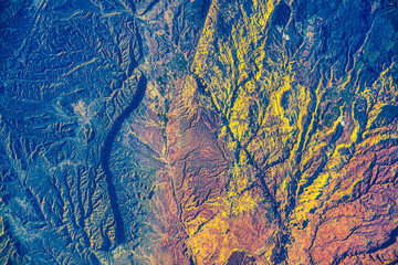 Naklejka premium Land features and details over the USA. Beauty in nature. Digital Enhancement. Elements by NASA
