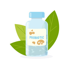 Probiotic bottle with capsules.
