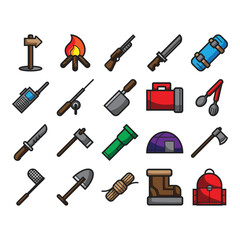 outdoor adventure icon set