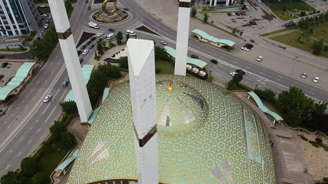 Aimani Kadyrova Mosque in Argun, Chechnya. Drone view